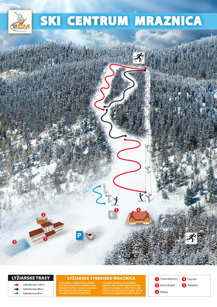 Mapa Ski Centrum Mraznica