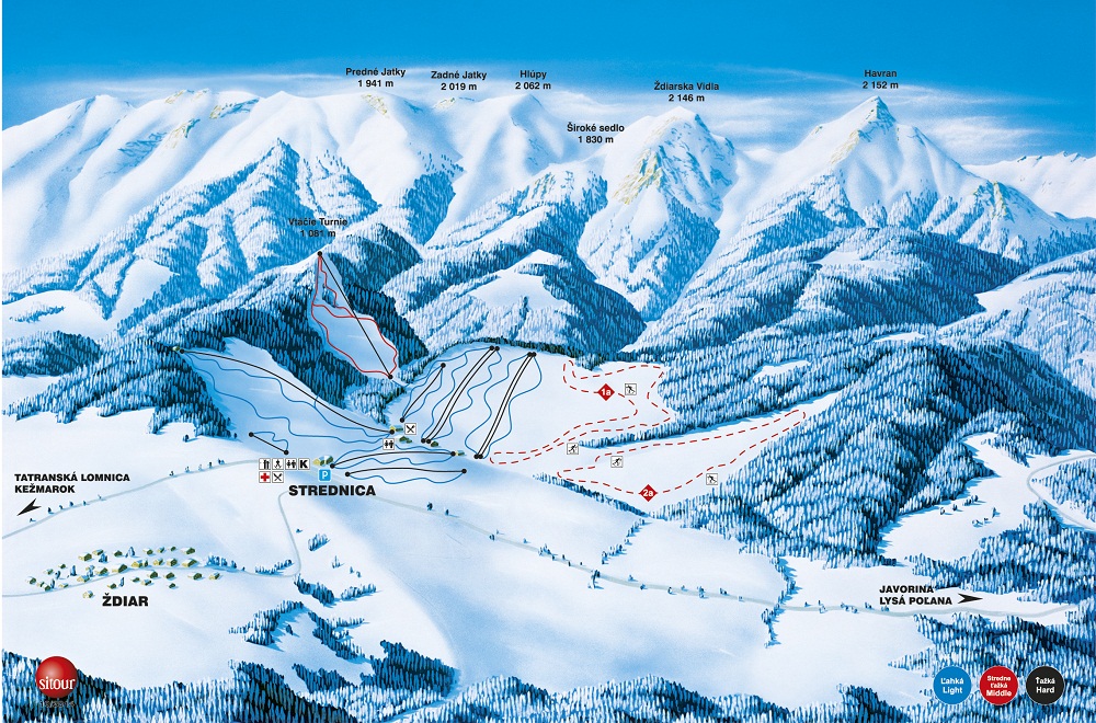 Skicentrum Strednica mapa