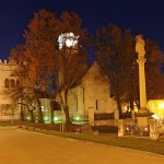 Kostol sv. Egídia s renesančnou zvonicou a barokovým stĺpom Immaculaty